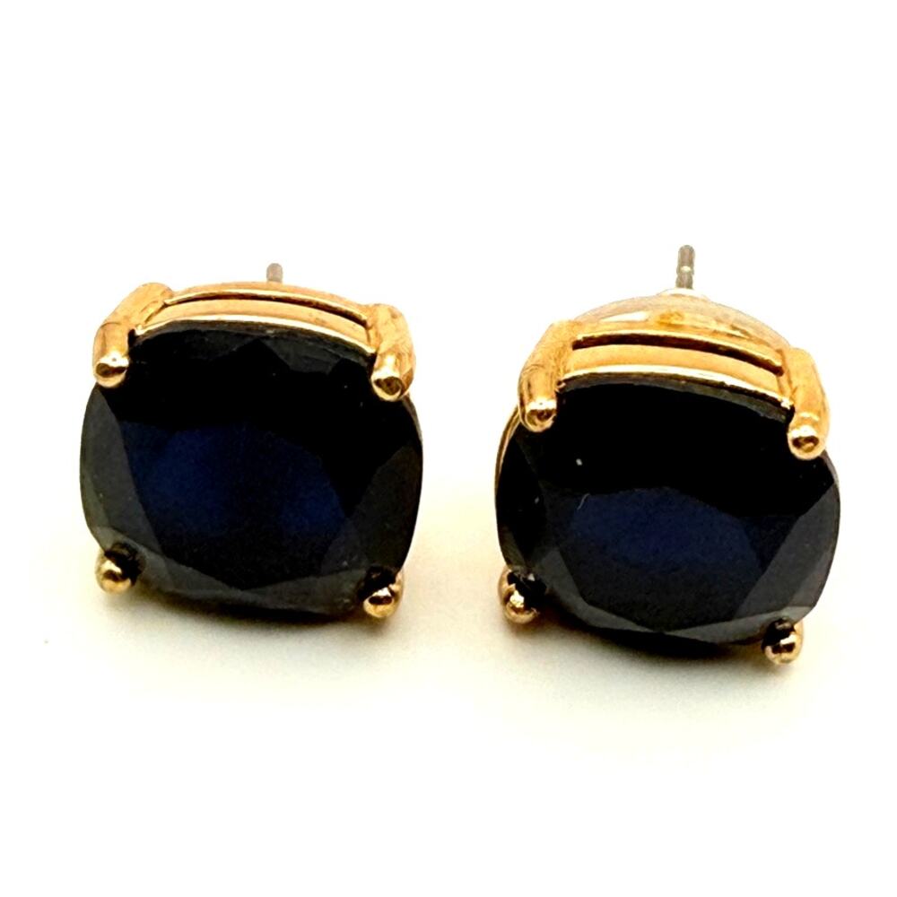 Kate Spade Gumdrop Square Cushion Cut Stud Earrings Dark Navy Blue 1/2" x 1/2"